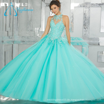 Perlen Kristall Tüll Satin Sexy Ballkleid Quinceanera Kleid